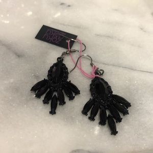 Jet Black on Black Earrings,NWT
